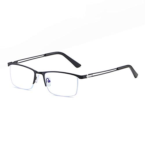 HQMGLASSES Männer Anti-Blaue Licht Lesebrille, High-Definition-Optik ultraleichter Halbrahmen Business Casual Gläser geeignet Dioptrien +1,0-+3,0,Schwarz,+2.0 von HQMGLASSES