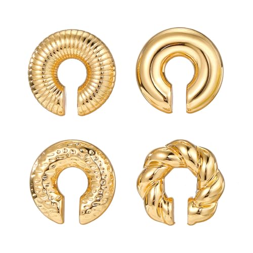 HQRKOTM 4 Stück earcuffs gold, nicht durchdringend hypoallergen mädchen-ohrclip-ohrringe Modeschmuck, Geschenk von HQRKOTM