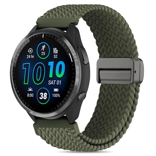 HQzon Nylon-Uhrenarmband, kompatibel mit Garmin Forerunner 965/955/945/935/fenix5/fenix6/fenix 6 pro/Approach S62, 22 mm geflochtene magnetische Schnalle, geeignet für Damen und Herren HQzon Nylon-Uhrenarmband, kompatibel mit Garmin Forerunner 965/955/945/935/fenix5/fenix6/fenix 6 pro/Approach S62, 22 mm geflochtene magnetische Schnalle, geeignet für Damen und Herren von HQzon
