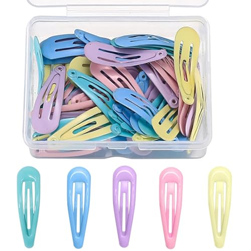 Bunte Haarspangen Damen,50 PCS Bonbonfarbe Haarspangen Volltonfarbe Haarspangen Süße Haarspangen Druckknopf Haarspangen Rutschfest Haarspangen für Mädchen Damen Baby von HREDZEO