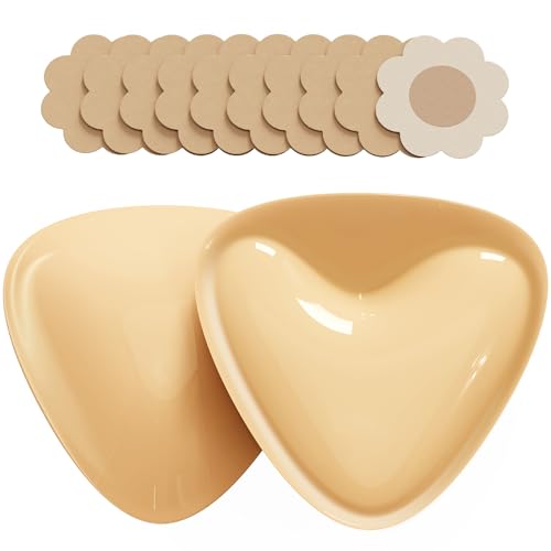 HREQZUT Klebe BH Doppelseitig, Klebe-BHS Große Brust Sticky Bra Pads Push Up, Selbstklebende Brustpolster für Frauen, C-D Cup von HREQZUT