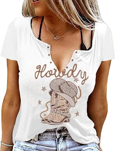 Retro Western Cowboy-Hemd für Damen, Country-Musik, niedlicher Rinder-Schädel, Grafik, Konzert-Outfit, Tops, Weiß18, Groß Retro Western Cowboy-Hemd für Damen, Country-Musik, niedlicher Rinder-Schädel, Grafik, Konzert-Outfit, Tops, Weiß18, Groß von HRIUYI