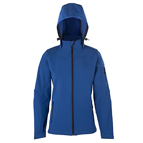 HRM Damen Hooded Softshell Jacket, royalblau, Gr. L I Premium Softshelljacke Damen wasserabweisend I 5.000mm Wassersäule I Funktionsjacke I Workwear I Hochwertige & nachhaltige Damen-Bekleidung von HRM