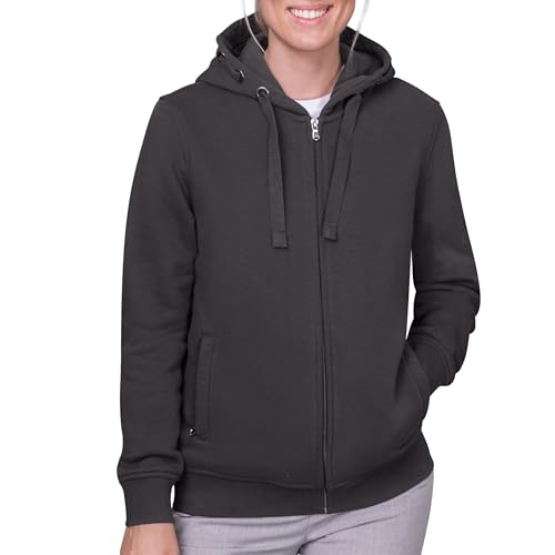 HRM Damen 807 Premium Hooded Jacket I Fair Trade Frauen Kapuzenjacke, 320 g/m² I Aus 70% Baumwolle & 30% recyceltem Polyester, Darkgrey, L von HRM