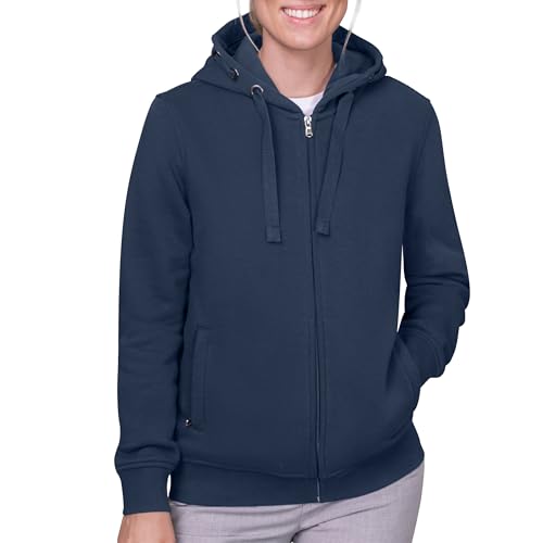 HRM Damen 807 Premium Hooded Jacket I Fair Trade Frauen Kapuzenjacke, 320 g/m² I Aus 70% Baumwolle & 30% recyceltem Polyester, Navy, XS von HRM