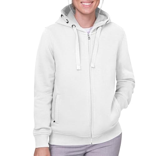 HRM Damen 807 Premium Hooded Jacket I Fair Trade Frauen Kapuzenjacke, 320 g/m² I Aus 70% Baumwolle & 30% recyceltem Polyester, White, 4XL von HRM