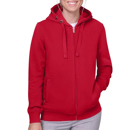HRM Damen 807 Premium Hooded Jacket I Fair Trade Frauen Kapuzenjacke, 320 g/m² I Aus 70% Baumwolle & 30% recyceltem Polyester, red, XXL von HRM