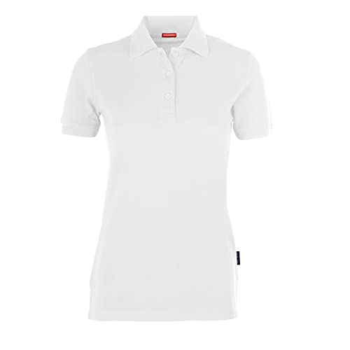 HRM Damen Heavy Performance Polo, weiß, Gr. 4XL I Premium Polo-Shirt Damen I Basic Polohemd bis 60°C waschbar I Hochwertige & nachhaltige Damen-Oberteile I Workwear von HRM