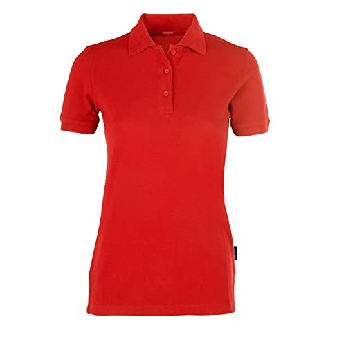 HRM Damen Heavy Performance Polo, rot, Gr. 5XL I Premium Polo-Shirt Damen I Basic Polohemd bis 60°C waschbar I Hochwertige & nachhaltige Damen-Oberteile I Workwear von HRM