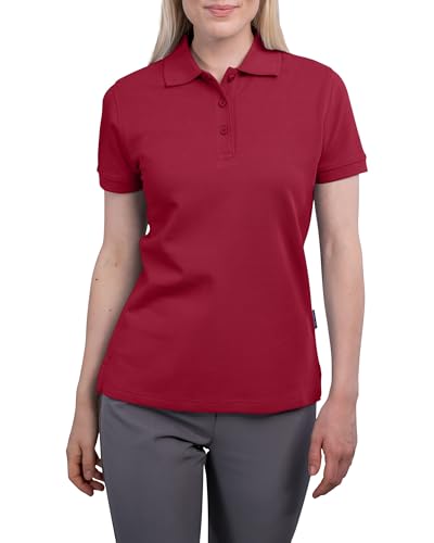 HRM Damen Heavy Polo, Bordeaux, Gr. 4XL - Premium Polo-Shirt aus 100% Baumwolle - Basic Polohemd bis 60°C Waschbar - Hochwertige & Nachhaltige Oberteile - Workwear von HRM