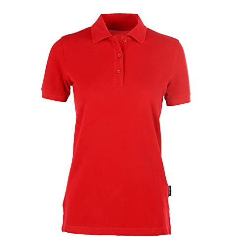 HRM Damen Heavy Polo, rot, Gr. 2XL I Premium Polo-Shirt Damen aus 100% Baumwolle I Basic Polohemd bis 60°C waschbar I Hochwertige & nachhaltige Damen-Oberteile I Workwear von HRM