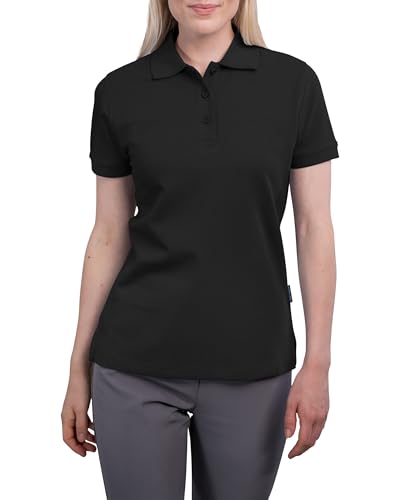 HRM Damen Heavy Polo, Schwarz, Gr. XS - Premium Polo-Shirt aus 100% Baumwolle, Basic Polohemd bis 60°C Waschbar, Hochwertige & Nachhaltige Oberteile, Workwear von HRM