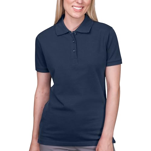 HRM Damen Heavy Stretch Polo, Navy, Gr. 2XL - Premium Polo-Shirt aus 95% Baumwolle & 5% Elasthan - Basic Polohemd bis 40°C Waschbar - Hochwertige & Nachhaltige Oberteile - Workwear von HRM