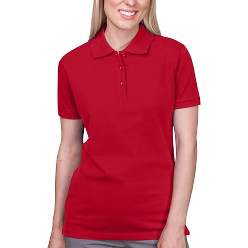 HRM Damen Heavy Stretch Polo, Rot, Gr. 3XL - Premium Polo-Shirt aus 95% Baumwolle & 5% Elasthan - Basic Polohemd bis 40°C Waschbar - Hochwertige & Nachhaltige Oberteile - Workwear von HRM