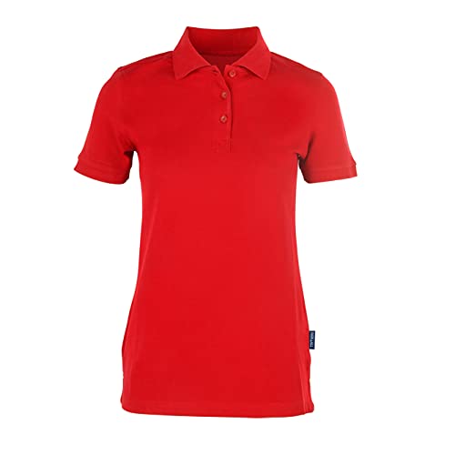 HRM Damen Heavy Stretch Polo, rot, Gr. 3XL I Premium Polo-Shirt Damen aus 95% Baumwolle & 5% Elasthan I Basic Polohemd bis 40°C waschbar I Hochwertige & nachhaltige Damen-Oberteile I Workwear von HRM