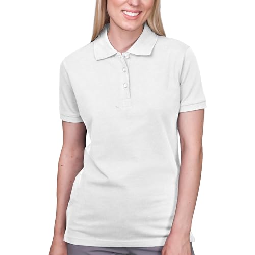 HRM Damen Heavy Stretch Polo, Weiß, Gr. 5XL I Premium Polo-Shirt Aus 95% Baumwolle & 5% Elasthan I Basic Polohemd Bis 40°C Waschbar I Hochwertige & Nachhaltige Oberteile I Workwear von HRM