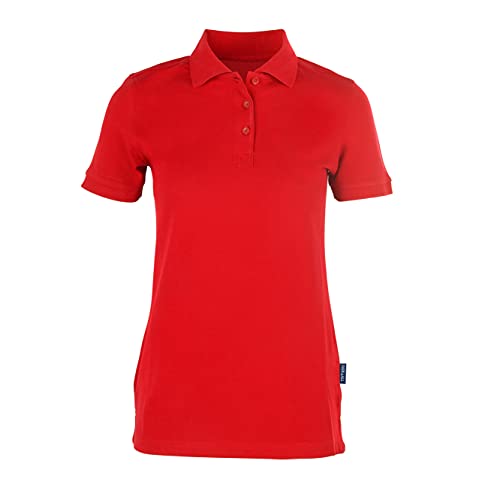 HRM Damen Heavy Stretch Polo, Rot, Gr. M - Premium Polo-Shirt aus 95% Baumwolle & 5% Elasthan - Basic Polohemd bis 40°C Waschbar - Hochwertige & Nachhaltige Oberteile - Workwear von HRM