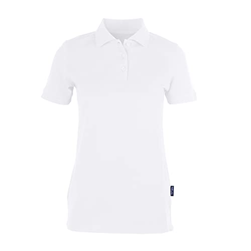 HRM Damen Heavy Stretch Polo, weiß, Gr. 5XL I Premium Polo-Shirt Damen aus 95% Baumwolle & 5% Elasthan I Basic Polohemd bis 40°C waschbar I Hochwertige & nachhaltige Damen-Oberteile I Workwear von HRM