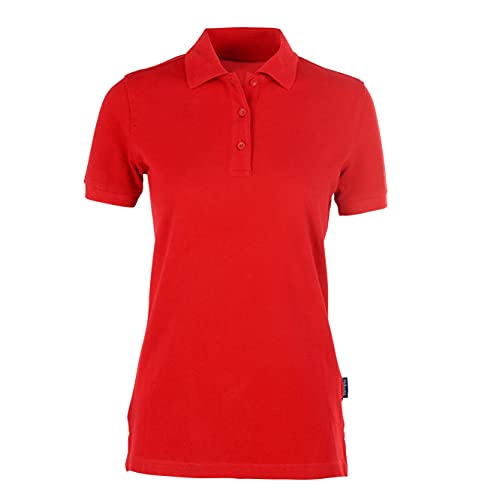 HRM Damen Heavy Polo, rot, Gr. 5XL I Premium Polo-Shirt Damen aus 100% Baumwolle I Basic Polohemd bis 60°C waschbar I Hochwertige & nachhaltige Damen-Oberteile I Workwear von HRM