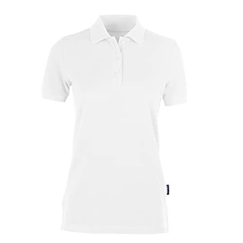 HRM Damen Heavy Polo, weiß, Gr. 5XL I Premium Polo-Shirt Damen aus 100% Baumwolle I Basic Polohemd bis 60°C waschbar I Hochwertige & nachhaltige Damen-Oberteile I Workwear von HRM