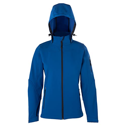 HRM Damen Hooded Softshell Jacket, royalblau, Gr. L I Premium Softshelljacke Damen wasserabweisend I 5.000mm Wassersäule I Funktionsjacke I Workwear I Hochwertige & nachhaltige Damen-Bekleidung von HRM
