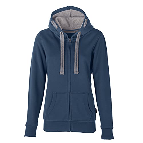 HRM Damen Hooded Jacket, denim, Gr. 4XL I Premium Kapuzenjacke Damen mit Kontrast-Innenfutter I Basic Hoodie mit Reißverschluss I Zip Hoodie I Hochwertige & nachhaltige Damen-Oberteile von HRM