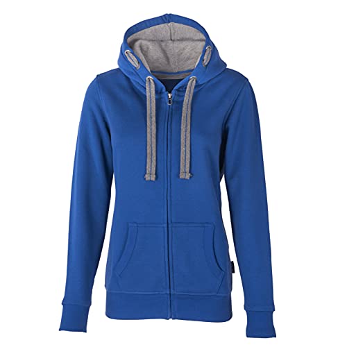 HRM Damen Hooded Jacket, royalblau, Gr. XL I Premium Kapuzenjacke Damen mit Kontrast-Innenfutter I Basic Hoodie mit Reißverschluss I Zip Hoodie I Hochwertige & nachhaltige Damen-Oberteile von HRM