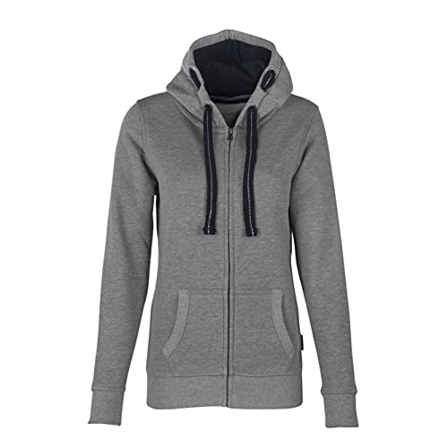 HRM Damen Hooded Jacket, grau-meliert, Gr. 2XL I Premium Kapuzenjacke Damen mit Kontrast-Innenfutter I Basic Hoodie mit Reißverschluss I Zip Hoodie I Hochwertige & nachhaltige Damen-Oberteile von HRM