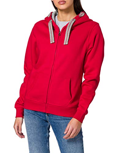 HRM Damen Hooded Jacket, rot, Gr. 4XL I Premium Kapuzenjacke Damen mit Kontrast-Innenfutter I Basic Hoodie mit Reißverschluss I Zip Hoodie I Hochwertige & nachhaltige Damen-Oberteile von HRM