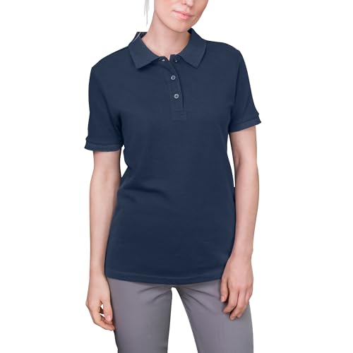 HRM Damen Luxury Polo, Navy, Gr. XS I Premium Polo-Shirt Damen aus 100% Baumwolle I Basic Polohemd bis 60°C farbecht waschbar I Hochwertige & nachhaltige Damen-Oberteile von HRM