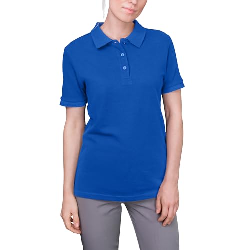 HRM Damen Luxury Polo, Royalblau, Gr. 2XL I Premium Polo-Shirt Damen aus 100% Baumwolle I Basic Polohemd bis 60°C farbecht waschbar I Hochwertige & nachhaltige Damen-Oberteile von HRM