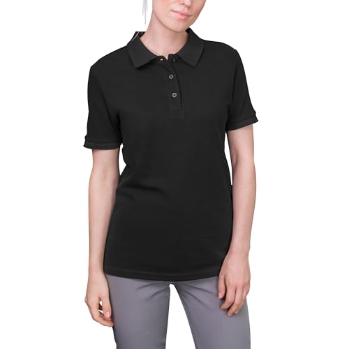 HRM Damen Luxury Polo, schwarz, Gr. XS I Premium Polo-Shirt Damen aus 100% Baumwolle I Basic Polohemd bis 60°C farbecht waschbar I Hochwertige & nachhaltige Damen-Oberteile von HRM