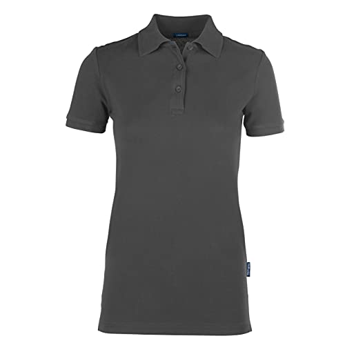 HRM Damen Luxury Stretch Polo, dunkelgrau, Gr. L I Premium Polo-Shirt Damen aus 95% Baumwolle & 5% Elasthan I Basic Polohemd bis 40°C farbecht waschbar I Hochwertige & nachhaltige Damen-Oberteile von HRM