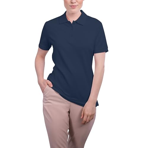 HRM Damen Luxury Stretch Polo, navy, Gr. S I Premium Polo-Shirt Damen aus 95% Baumwolle & 5% Elasthan I Basic Polohemd bis 40°C farbecht waschbar I Hochwertige & nachhaltige Damen-Oberteile von HRM