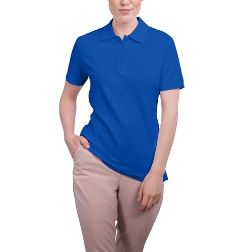 HRM Damen Luxury Stretch Polo, royalblau, Gr. 4XL I Premium Polo-Shirt Damen aus 95% Baumwolle & 5% Elasthan I Basic Polohemd bis 40°C farbecht waschbar I Hochwertige & nachhaltige Damen-Oberteile von HRM