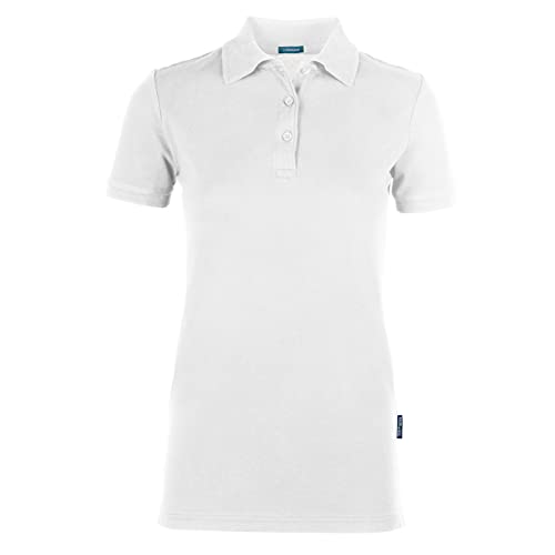 HRM Damen Luxury Stretch Polo, weiß, Gr. 5XL I Premium Polo-Shirt Damen aus 95% Baumwolle & 5% Elasthan I Basic Polohemd bis 40°C farbecht waschbar I Hochwertige & nachhaltige Damen-Oberteile von HRM