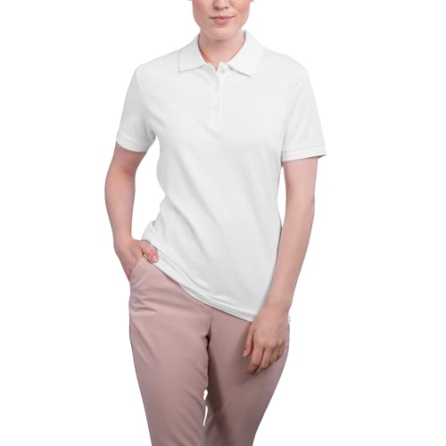 HRM Damen Luxury Stretch Polo, weiß, Gr. 5XL I Premium Polo-Shirt Damen aus 95% Baumwolle & 5% Elasthan I Basic Polohemd bis 40°C farbecht waschbar I Hochwertige & nachhaltige Damen-Oberteile von HRM