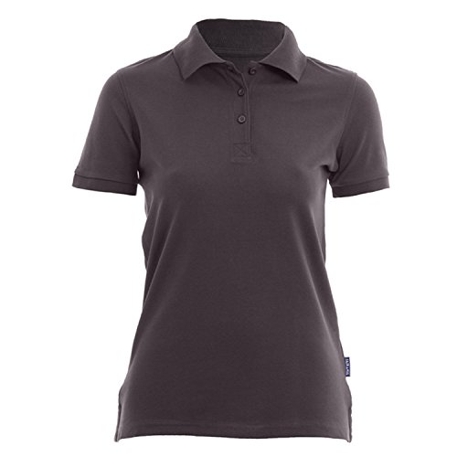 HRM Damen Heavy Stretch Polo, Dunkelgrau, Gr. L - Premium Polo-Shirt aus 95% Baumwolle & 5% Elasthan - Basic Polohemd bis 40°C Waschbar - Hochwertige & Nachhaltige Oberteile - Workwear von HRM