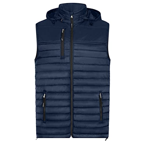 HRM Herren 1301 Herren Hooded Performance Body Warmer I Fair Trade Outdoor Weste Herren 100 g m I Aus leicht, Navy, 4XL EU von HRM