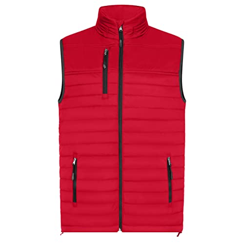 HRM Herren 1301 Hooded Performance Body Warmer I Fair Trade Outdoor Weste, 100 g/m² I Aus 100% leichtem & robustem Polyamid, Rot, 4X-Large von HRM