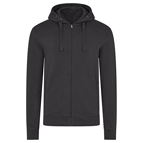 HRM Herren 707 Premium Hooded Jacket I Fair Trade Kapuzenjacke, 320 g/m² I Aus 70% Baumwolle & 30% recyceltem Polyester, Darkgrey, 3XL von HRM