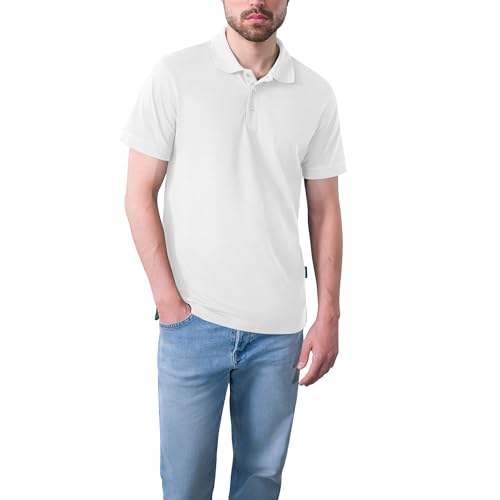 HRM Herren Heavy Performance Polo, weiß, Gr. S I Premium Polo Shirt Herren I Basic Polohemd bis 60°C waschbar I Hochwertige & nachhaltige Herren-Bekleidung I Workwear von HRM