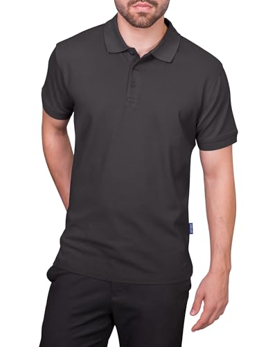 HRM Premium Polo Shirt, dunkelgrau, Gr. 2XL - 100% Baumwolle, Basic Polohemd bis 60°C waschbar - Hochwertige & nachhaltige Herren-Bekleidung - Workwear von HRM