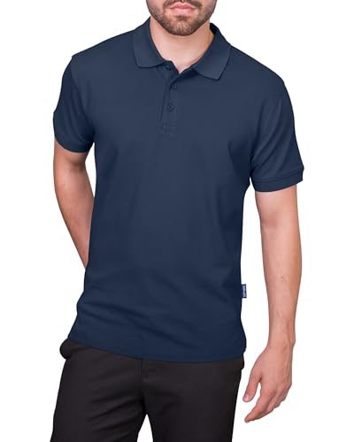HRM Herren Heavy Polo, navy, Gr. L I Premium Polo Shirt Herren aus 100% Baumwolle I Basic Polohemd bis 60°C waschbar I Hochwertige & nachhaltige Herren-Bekleidung I Workwear von HRM