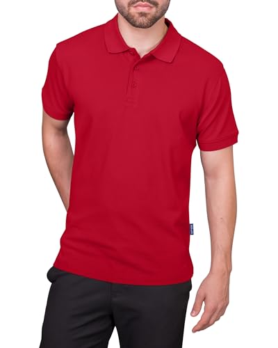 HRM Premium Herren Heavy Polo Shirt, Rot, Gr. 5XL - 100% Baumwolle, Bis 60°C Waschbar - Hochwertiges & Nachhaltiges Polohemd - Workwear von HRM