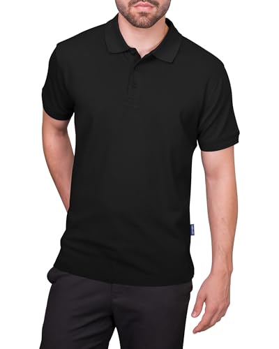 HRM Premium Polo Shirt aus 100% Baumwolle, Schwarz, Gr. 3XL - Basic Polohemd bis 60°C waschbar - Hochwertige & nachhaltige Herren-Bekleidung - Workwear von HRM