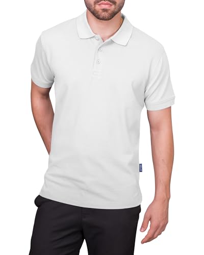 HRM Premium Herren Heavy Polo - Weiß, Gr. 5XL - 100% Baumwolle - Basic Polohemd Bis 60°C Waschbar - Hochwertige & Nachhaltige Bekleidung - Workwear von HRM
