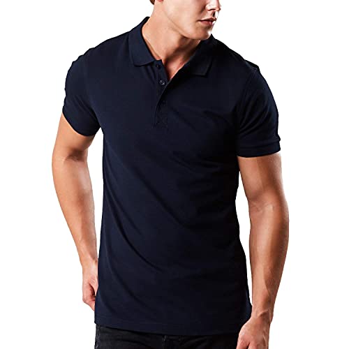 HRM Herren Heavy Stretch Polo, navy, Gr. S I Premium Polo Shirt Herren aus 95% Baumwolle & 5% Elasthan I Basic Polohemd bis 40°C waschbar I Hochwertige & nachhaltige Herren-Kleidung I Workwear von HRM