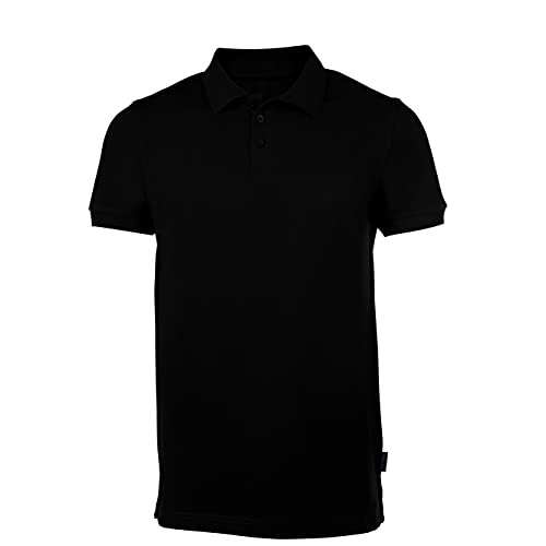 HRM Herren Heavy Stretch Polo, schwarz, Gr. S I Premium Polo Shirt Herren aus 95% Baumwolle & 5% Elasthan I Basic Polohemd bis 40°C waschbar I Hochwertige & nachhaltige Herren-Kleidung I Workwear von HRM