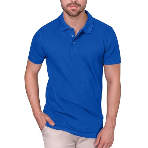 HRM Heavy Stretch Polo für Herren, Royalblau, Gr. 4XL - Premium Shirt aus 95% Baumwolle & 5% Elasthan, Basic Polohemd bis 40°C Waschbar, Hochwertige & Nachhaltige Workwear von HRM